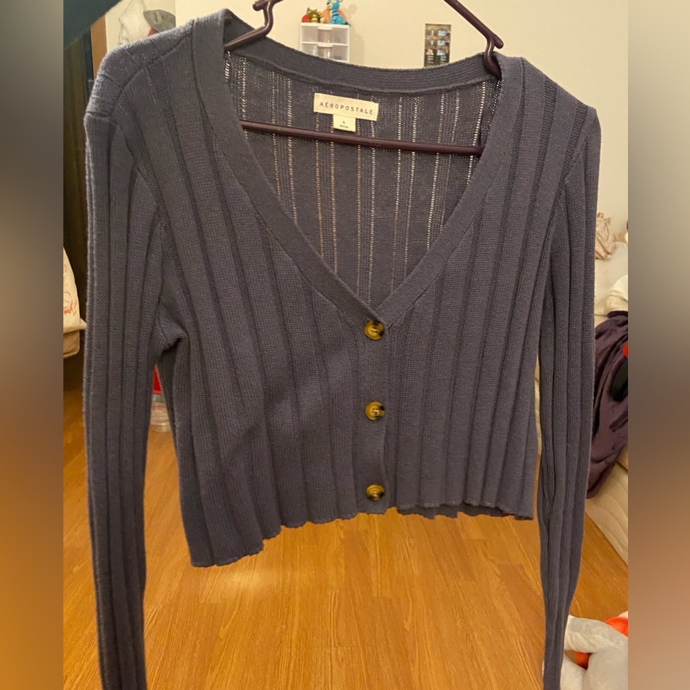 Aéropostale Navy Cropped Cardigan